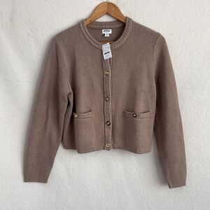 J Crew Lady Jacket Cardigan Womens Medium in Dark Camel NWT